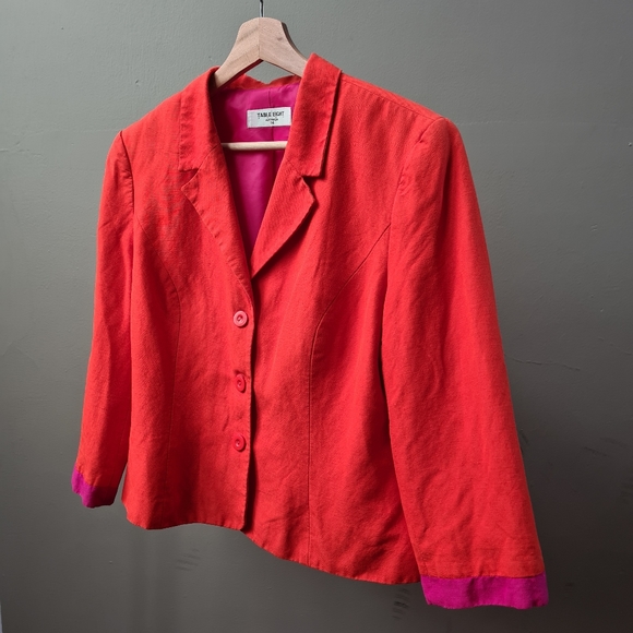 Table Eight blazer in vibrant orange contrast pink lining Made In Australia 14 - Picture 8 of 9